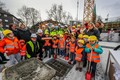 Die Grundsteinlegung in der Kirchenstraße am dort entstehenden Diakoniezentrum.